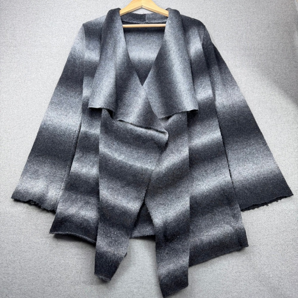 Prana Ombre Stripe Open Front Poncho Cardigan Sweater Womens S Wool Blend